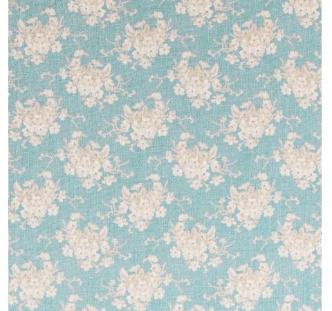 Тканина в рулоні 1м*110см БІЛА КВІТКА ЦІАН 