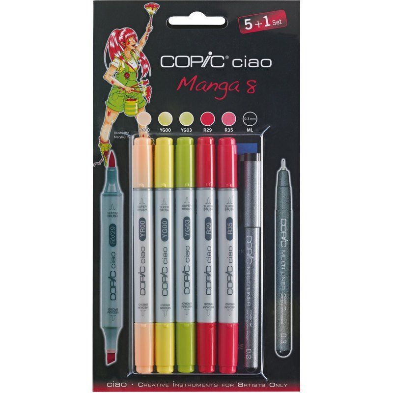 Copic набор маркеров Ciao Set 5+1 Manga 8, цвета+лайнер