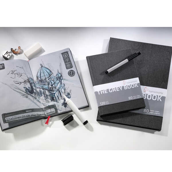 Скетчбук для ескізів Hahnemuhle "Grey", портретний, тб. палітурка, А5, 40л/80стор, 120г/м2  - фото 2