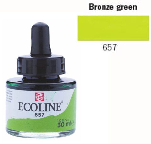 Рідка акварельна фарба ECOLINE, 30 мл, Зелений бронзовий (657). Royal Talens 
