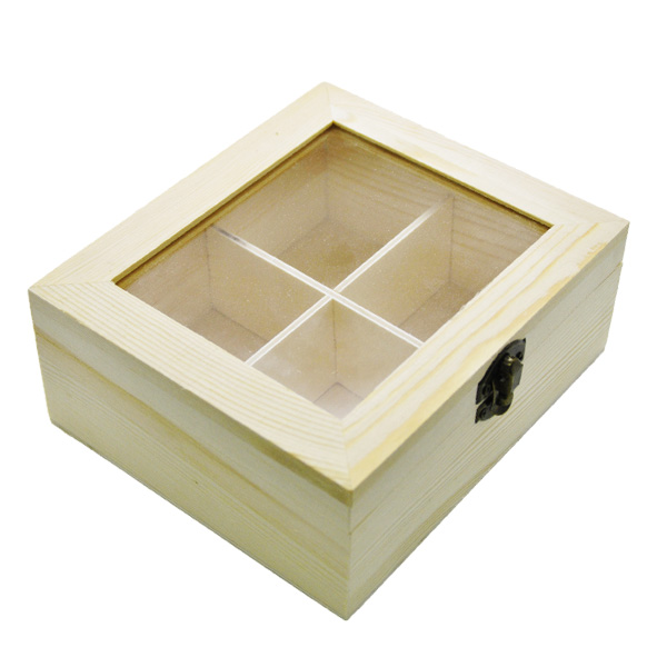 Шкатулка-органайзер со стеклом для украшений, с замком и петлями, 16х14х6,5 см