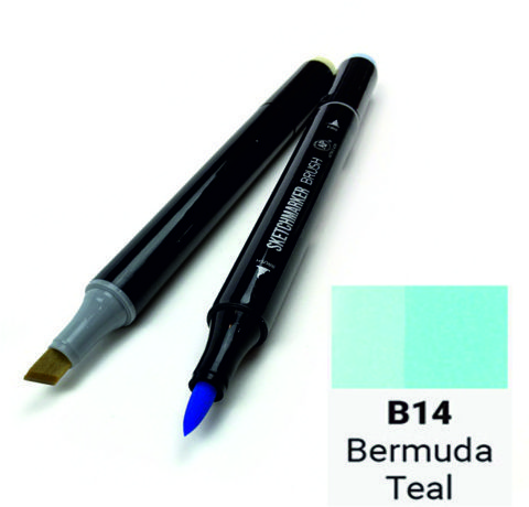 Маркер SKETCHMARKER BRUSH, цвет БЕРМУДСКАЯ БИРЮЗА (Bermuda Teal) 2 пера: долото и мягкое, SMB-B014