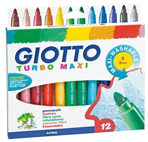 Giotto набір фломастерів TurboMAXI, 5 мм, 12 кольорів 