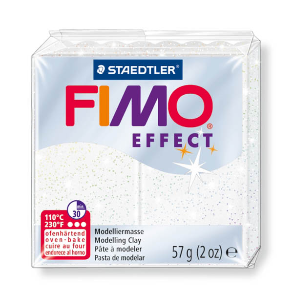 Пластика "FIMO Effect Glitter", 56гр. Колір білий 