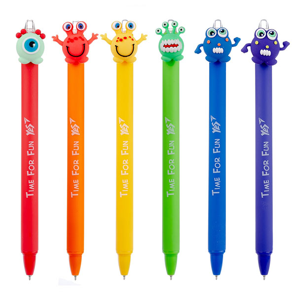 Ручка масляна YES "Funny monsters" автоматична, 0,7 мм, синя 