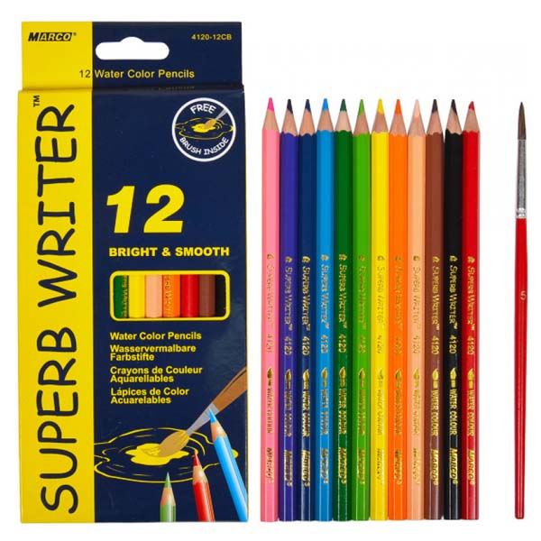 Акварельні олівці Marco Superb writer 12 кольорів+пензлик 