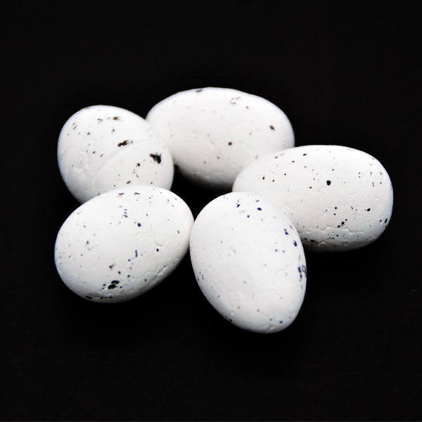 Яйця декоративні перепелині, пінопласт, Білі, 3 см, 5 шт/уп. 