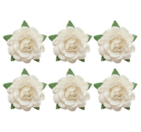 Цветы чайной розы, Белые, 18 мм, 6 шт/уп.