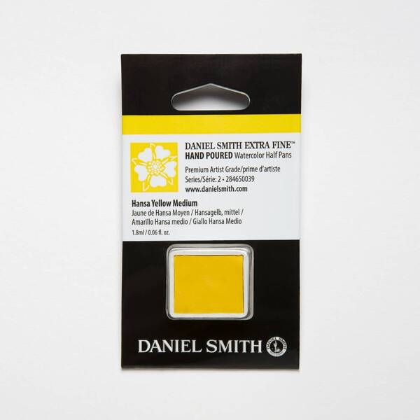 Акварель фарби в напівкюветі Daniel Smith. Колір: Hansa Yellow Medium s2 