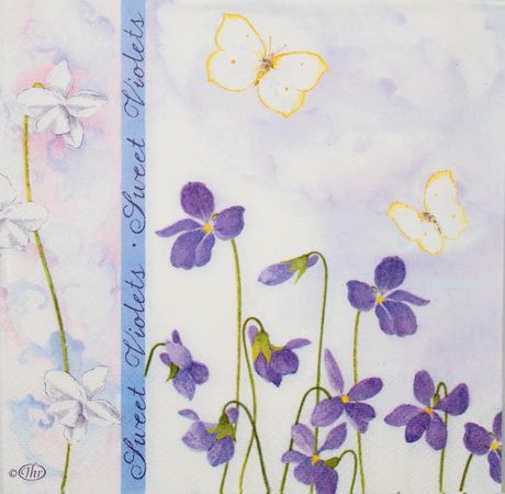 Салфетка Фиалки и бабочки