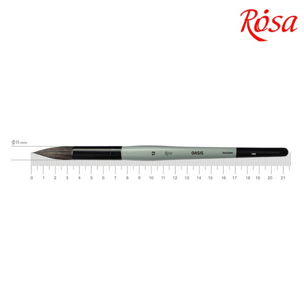 Щітка кругла ROSA OASIS 188 ворс єнота, коротка ручка, №12  - фото 1