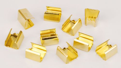 Затискачі для стрічок та шнурів 12*13 мм, колір - золото, 10 шт./уп. 