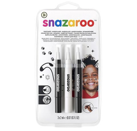 Аквагрим Snazaroo для детей Monochrome Set Brush Pen, 3x2 ml