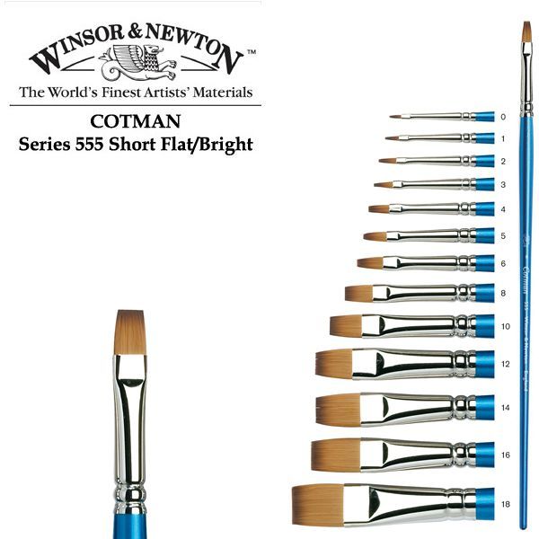 Winsor плоская кисть, синтетика (имит. Соболя), д/р, 555 Cotman Brushes Flat. #10