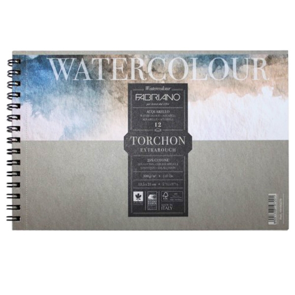 Альбом для акварели Watercolour Torchon Extra Rough на спирали, 21х29,7 см, 300 г/м2, 12 л, Fabriano - фото 1