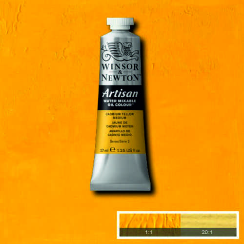 Масляная краска, водорастворимая, Winsor Artisan 37 мл, №115 Cadmium yellow deep (Кадмий желтый темн