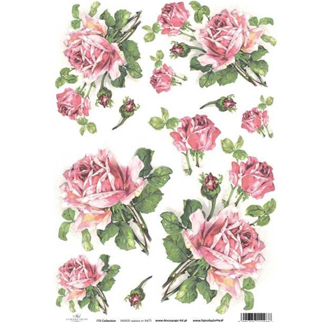 Рисовий папір «Рожеві троянди» А4 