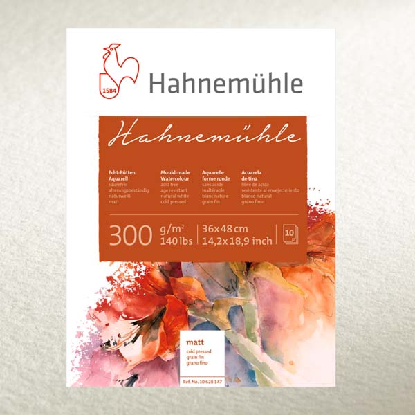Блок акварельной бумаги Hahnemuhle «Mould-made», 100% целлюлоза, среднее зерно(СР), 30х40см, 10л, 30 - фото 1