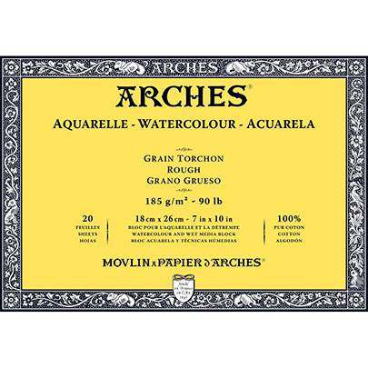 Arches блок для акварели крупнозернистая Rough Grain 185 гр, 18x26 см (20)