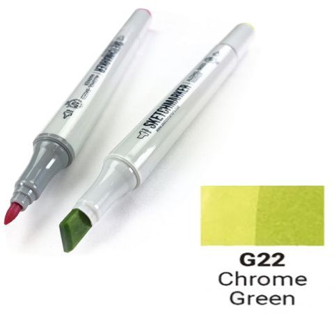 Маркер SKETCHMARKER, цвет ЗЕЛЁНЫЙ ХРОМ (Chrome Green) 2 пера: тонкое и долото, SM-G022