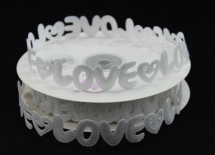 Стрічка декоративна «Love» біла, ширина – 2 см, 1 м 