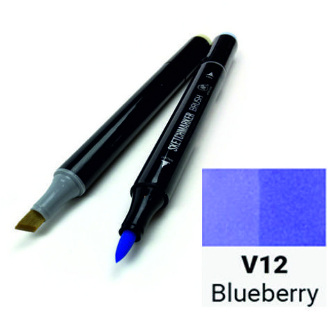 Маркер SKETCHMARKER BRUSH, цвет ГОЛУБИКА (Blueberry) 2 пера: долото и мягкое, SMB-V012