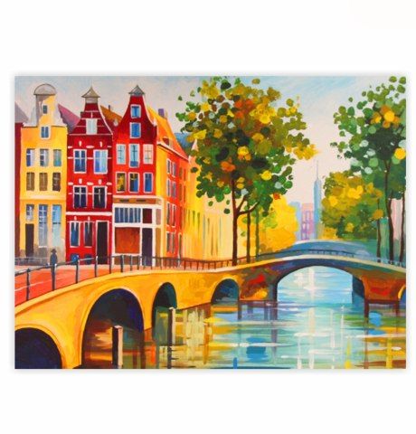 Полотно на картоні з контуром «Міста. Амстердам», 30х40см, бавовна, акрил, ROSA START  - фото 2