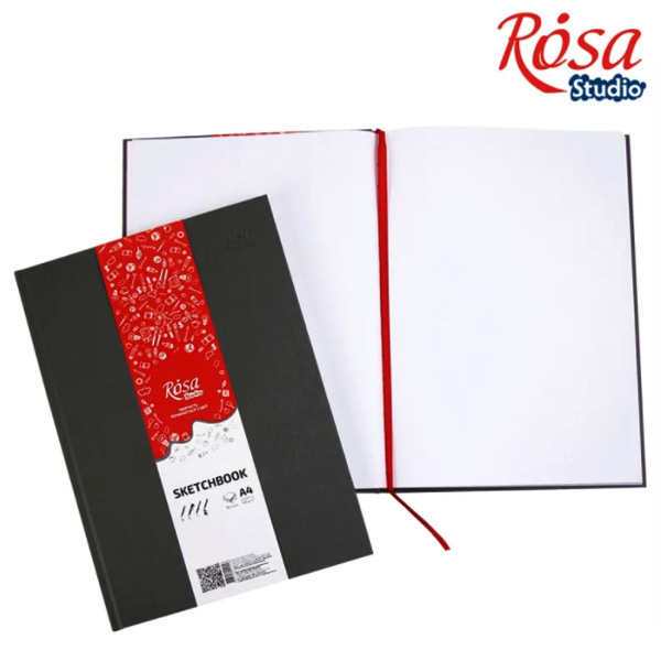 Блокнот для скетча ROSA Studio А4 (21х29,7см), белая бумага, ЧЁРНЫЙ, 96 л., 100 г/м2 - фото 1