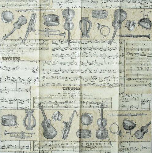 Салфетка Ноты и инструменты (плат.)