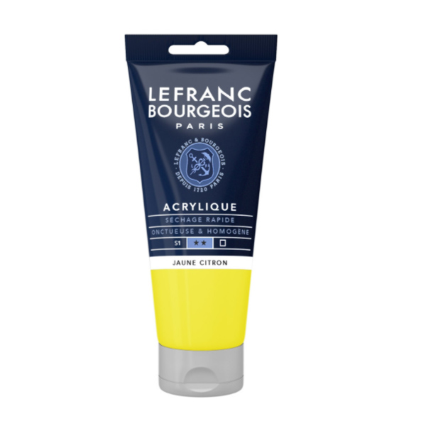 Краска акриловая Lefranc Fine Acrylic Color 80 мл, #169 Lemon yellow (Лимонно-желтый)