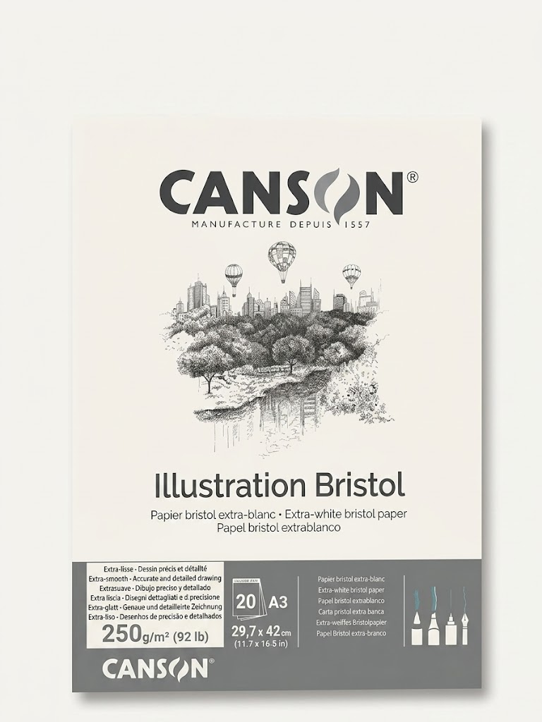 Бумага для рисунка Canson Bristol 250 гр, 29,7х42 см, А3, 20 листов