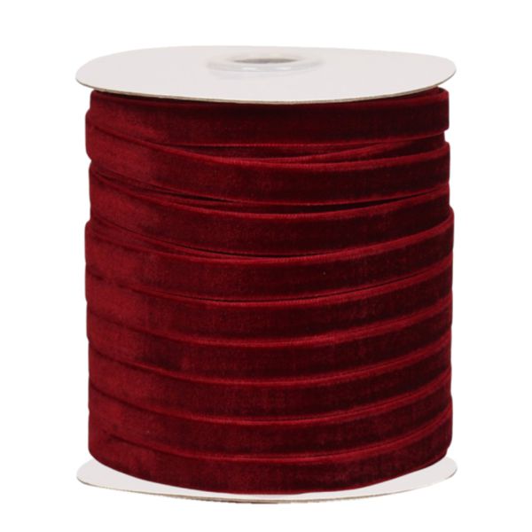 Лента бархатная, Бордовая,1 см/1 метр - фото 1