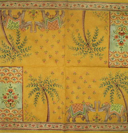 Салфетка Индийские слоники (оранжевый фон)