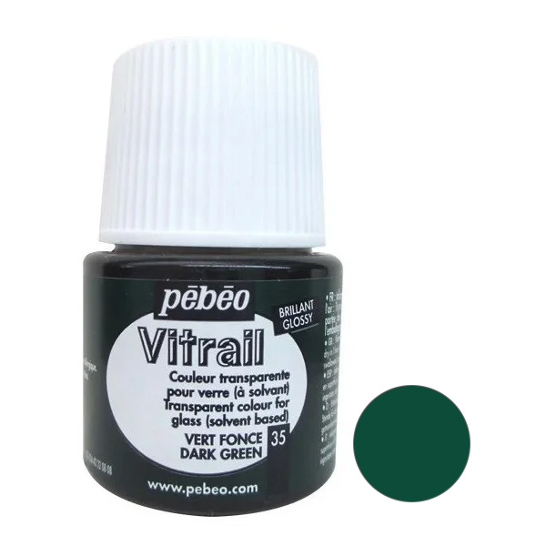 Витражная краска Vitrail Pebeo Зеленый темный №35, 45 ml