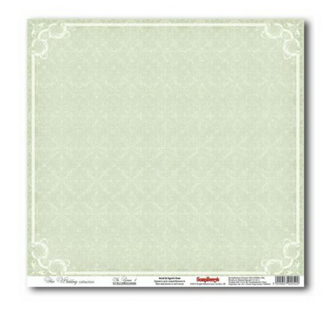 Бумага для скрапбукинга Свадебная Нежно-Зеленая-1, 30,5х30,5 см
