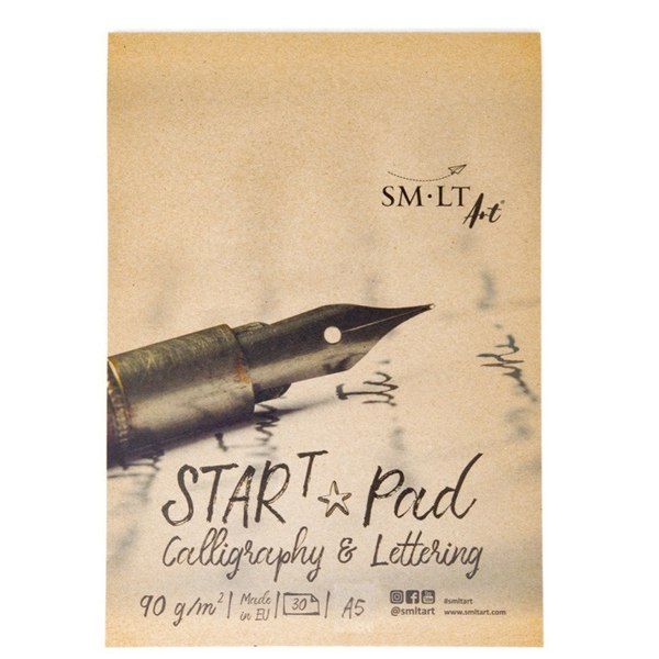 Склейка для каллиграфии и леттеринга STAR T SMILTAINIS А5, белая бумага, 30л, 90г/м2 - фото 1