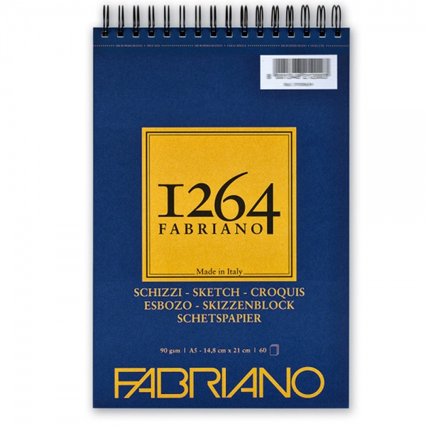 Альбом для малюнку та ескизів Fabriano 1264, на спиралі, A5, слонова кістка, 60 л., 90г/м2
