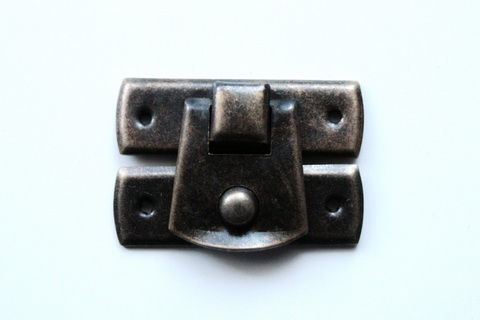 Застежка для шкатулки металлическая прямая, цвет - темный металл