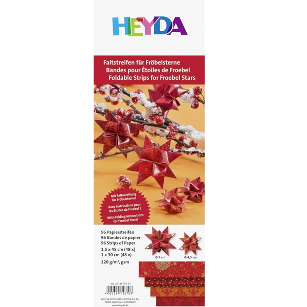 Набор бумажных полосок, красный, 1,5*45 см (48шт), 1*30см (48шт.), Heyda - фото 2