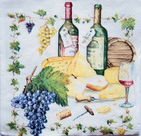 Салфетка Вино, сыр, виноград