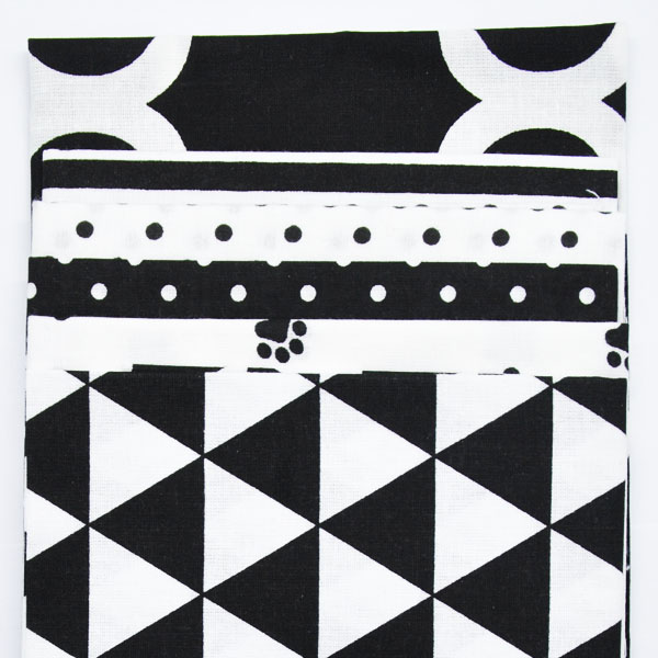 Набір бавовняних тканин, чорно-біла колекція. , 5 шт/уп, 40*50 см 