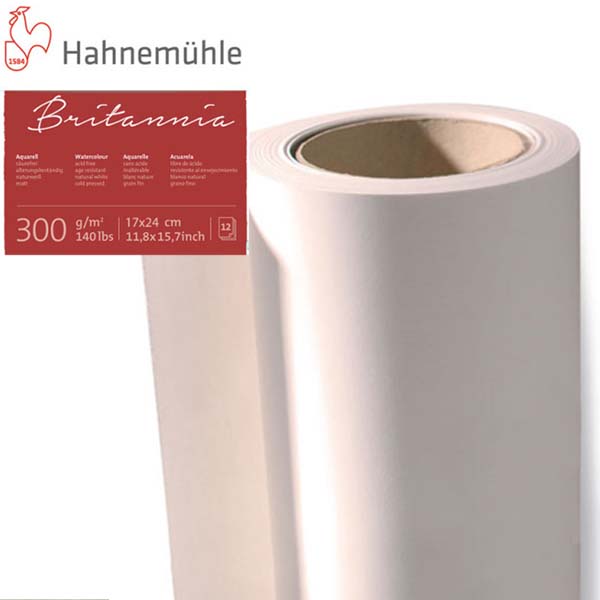 Рулон акварельного паперу Hahnemuhle "Britannia" 100% целюлоза, середнє зерно(СР),1,25х10м 300г/м2  - фото 1