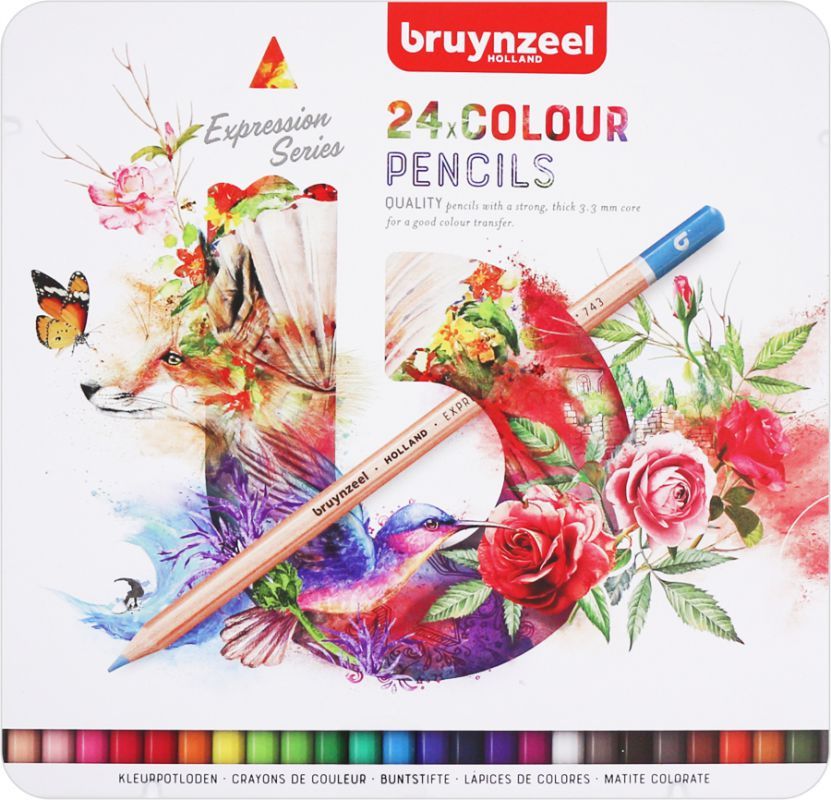 Набір кольорових олівців Bruynzeel "EXPRESSION" 24 кольори, метал. коробка  - фото 1