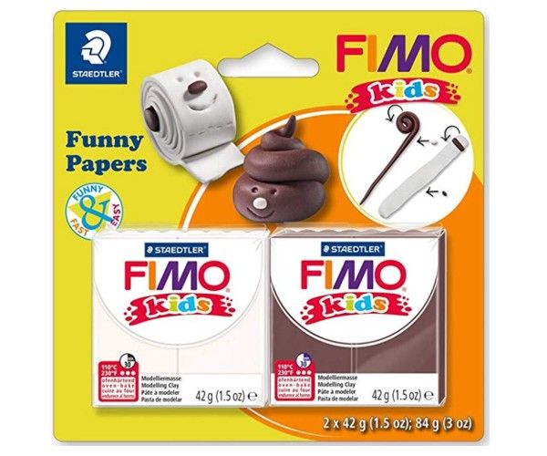 Набор для лепки из полимерной глины FIMO Kids "Веселая бумажка", 2 цв.*42 гр. - фото 1