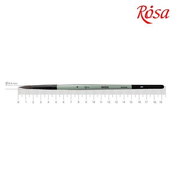 Щітка кругла ROSA OASIS 188 ворс єнота, коротка ручка, №4  - фото 1