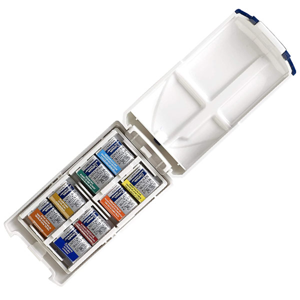 Winsor набор акварельных красок Mini Plus, пласт. пенал, 8 кювет+ кисточка - фото 3