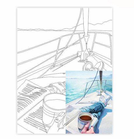 Полотно на картоні з контуром «Морські пейзажі №5», 30х40см, бавовна, акрил, ROSA START  - фото 1