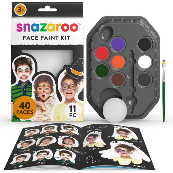 Snazaroo набор для грима Halloween: 8 красок, 1 спонж, 1 пензлик, 2 трафарети, буклет - фото 1