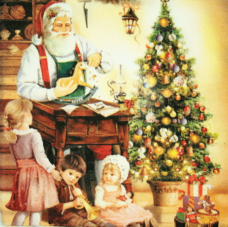 Серветка Санта робить подарунки 