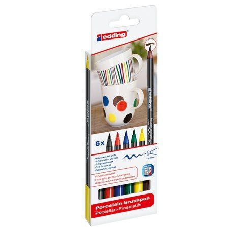 Набір маркерів для фарфору Porcelain Pen, 1-4 мм. 6 шт EDDING  - фото 2